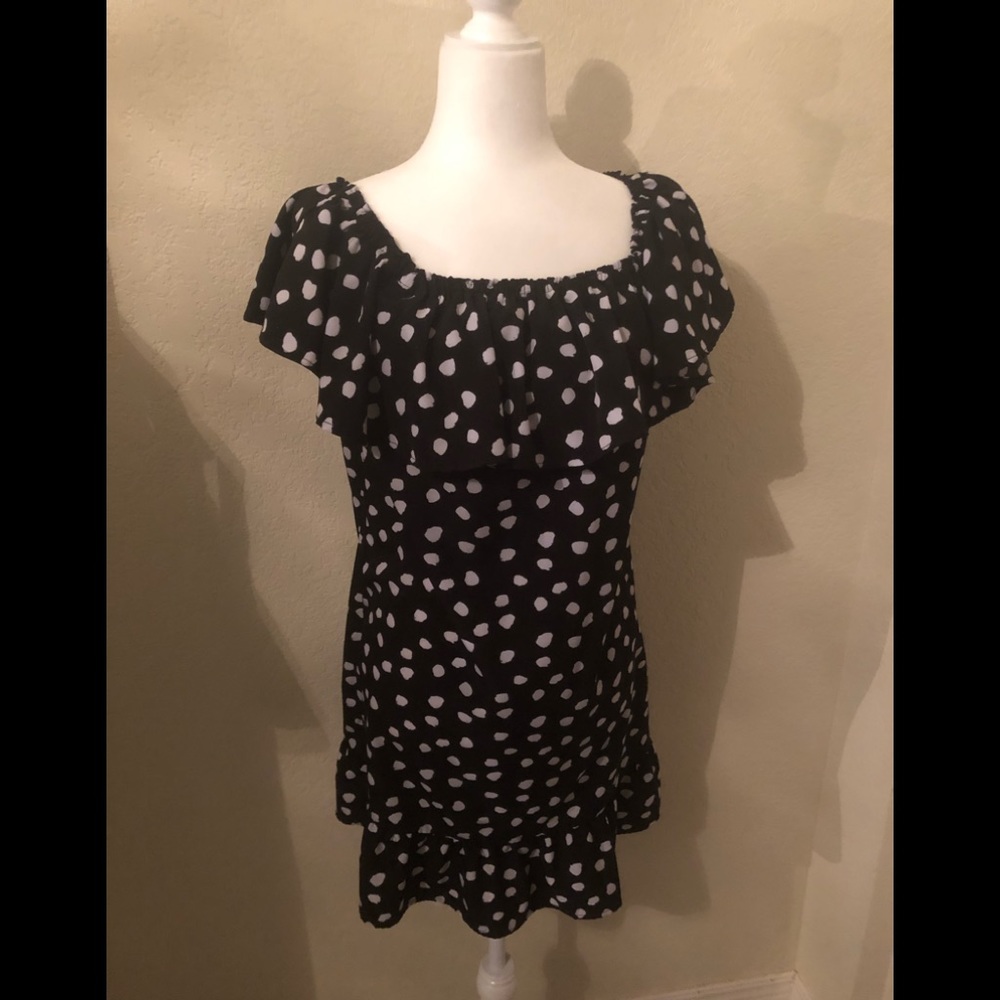 Black and white polkadot dress